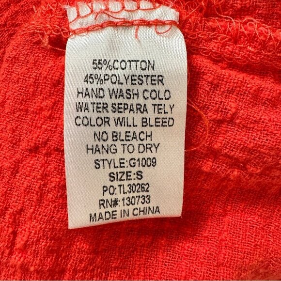 Umgee Boho Embroidered Mini Dress Coral Orange Beachy Crepe Lightweight Sz S - Picture 7 of 16